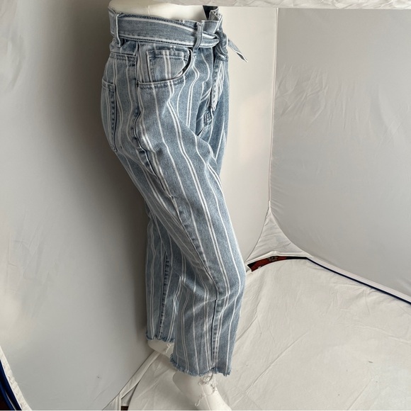 PacSun blue and white pinstripe high rise straight jeans - Picture 2 of 12